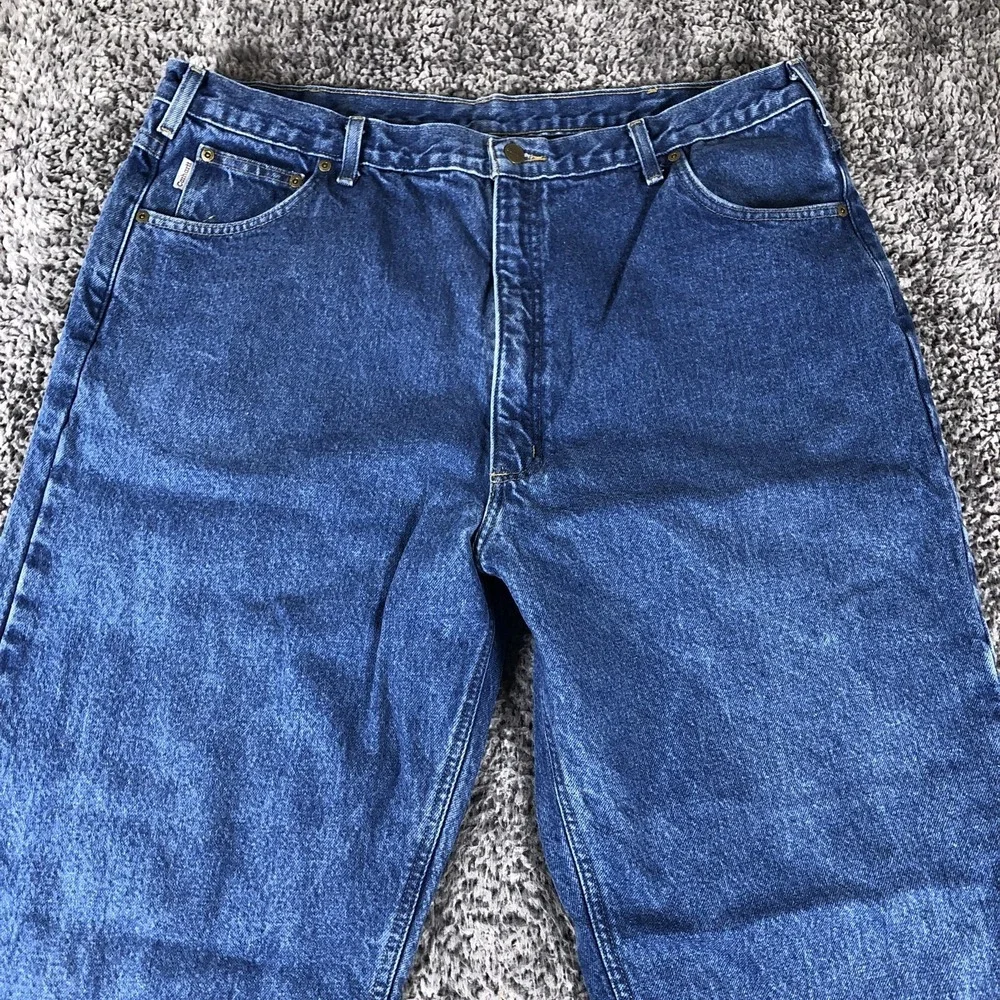Carhartt B172 DST Jeans Mens 42x36 Blue Med Wash‎ Relaxed Flannel Lined Workwear